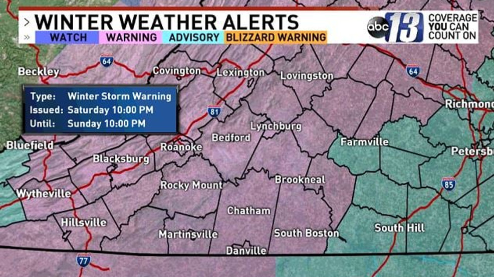 Winter Storm Warning issued for Lynchburg area WSET