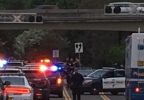 Police investigate an officer-involved shooting that left one person dead near the Interstate 205 overpass on Southeast Flavel Street on Wednesday night, May 10, 2017. (Photo: Monty Orrick/KATU News) scene of ois cap.jpg