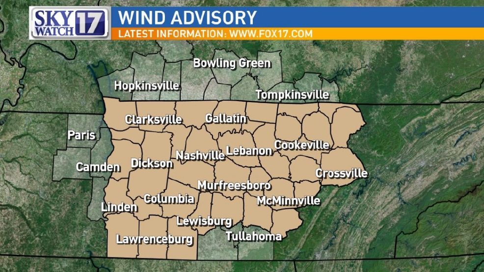 Wind Advisory Issued For Parts Of Middle Tennessee | WZTV