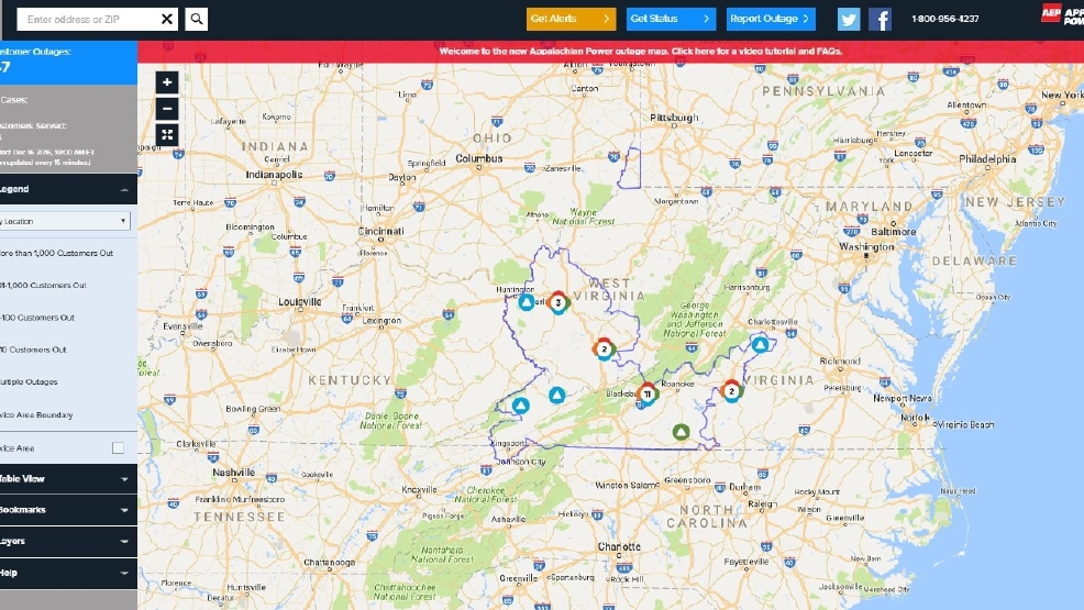 Appalachian Electric Power Outage Map - United States Map