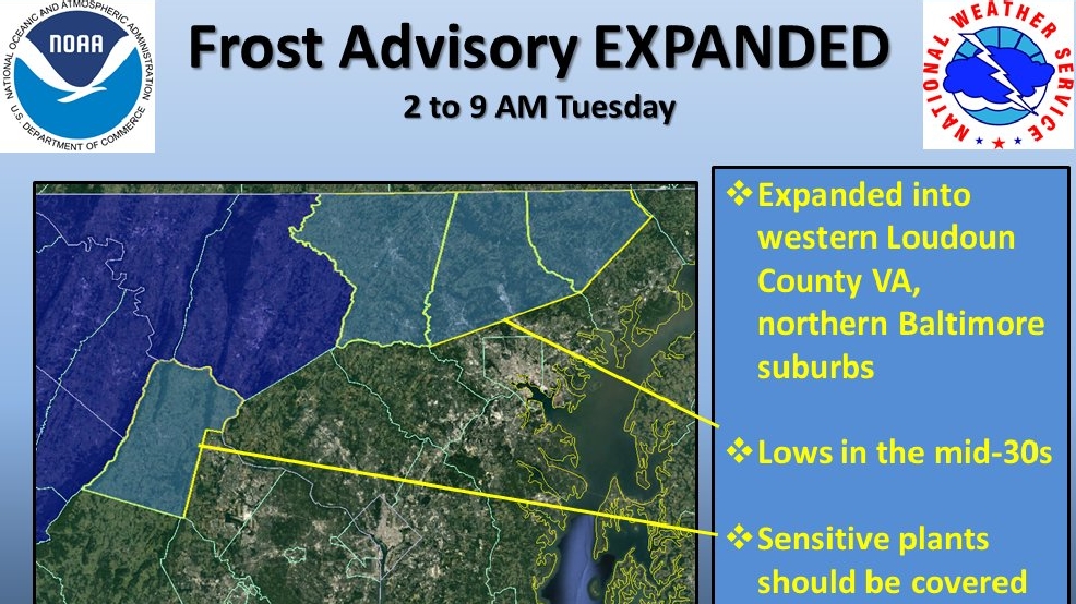 Frost advisory issued for several Maryland counties WBFF