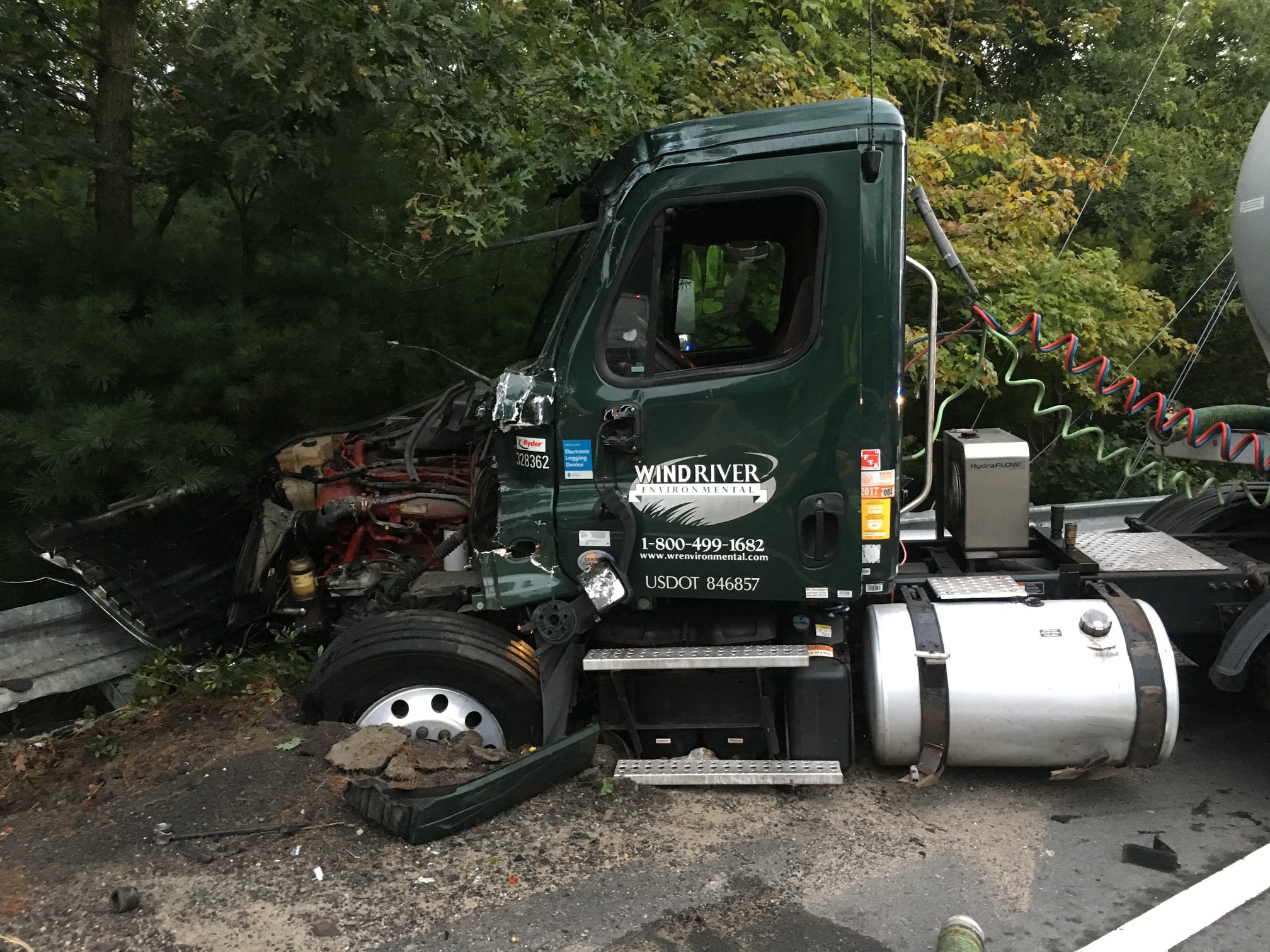 garbage truck and tractor trailer collide. (carver pd)