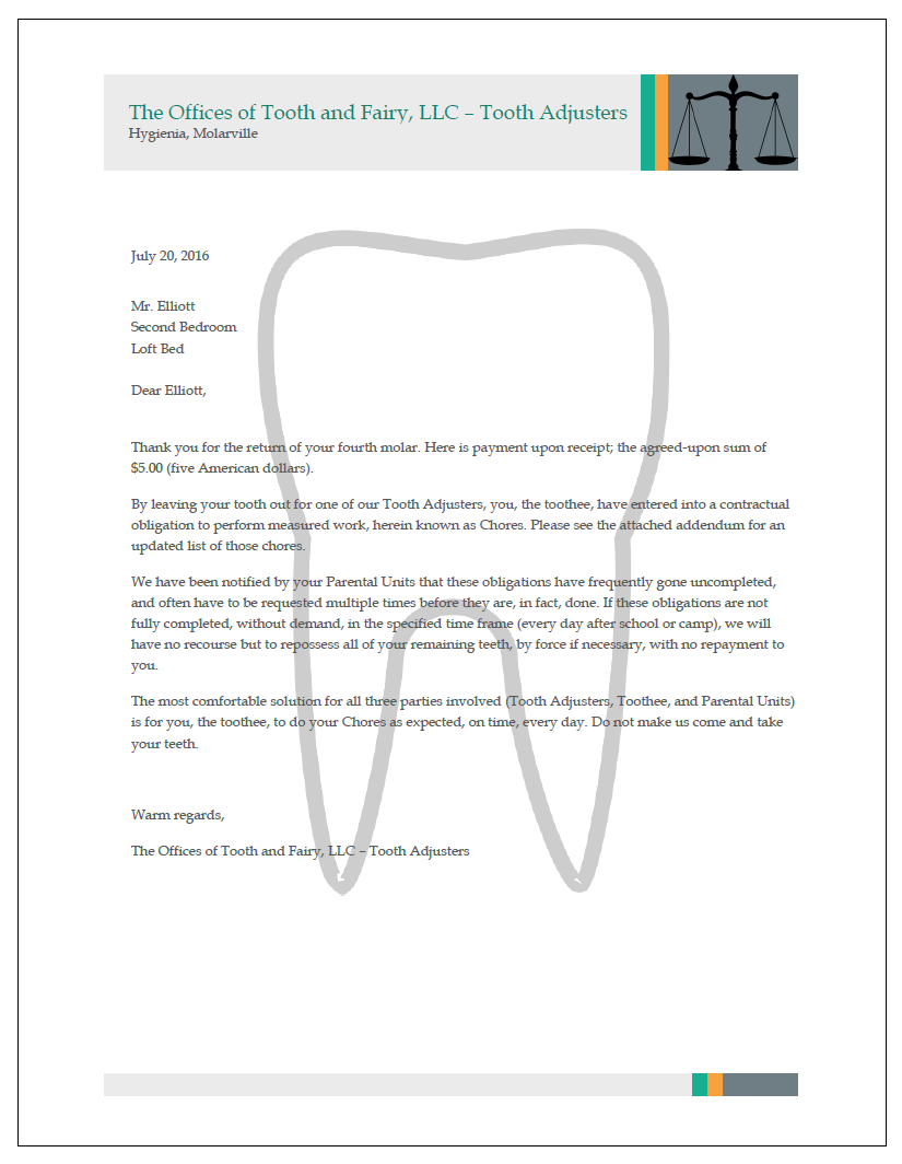 Parents Pen Letter From Tooth Fairy We All Feared As Kids | Wmsn