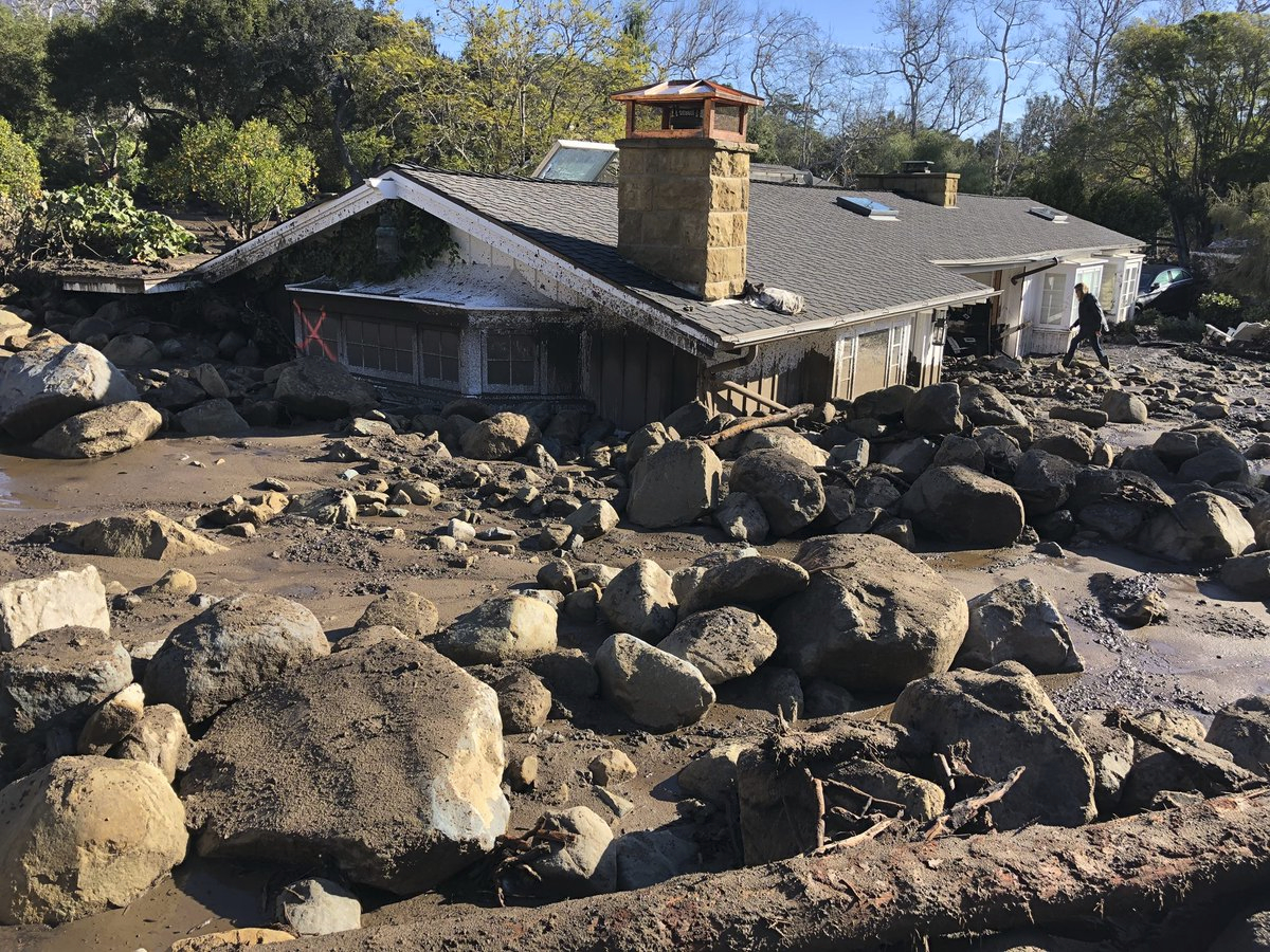 17 dead in california mudslides, more than a dozen missing